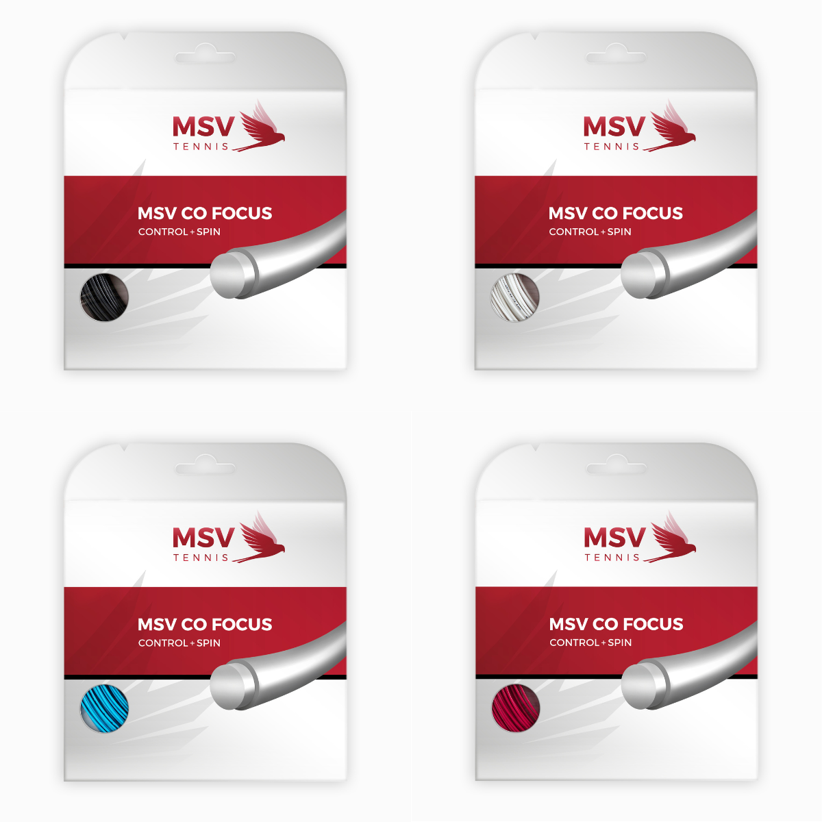 MSV Co Focus Tennissaite 12m Set  (1,27mm Weiss und Rot im SALE)
